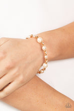 Load image into Gallery viewer, Paparazzi Chicly Celebrity - Gold And White Pearls Coil Bracelet. #P9RE-GDXX-346XX
