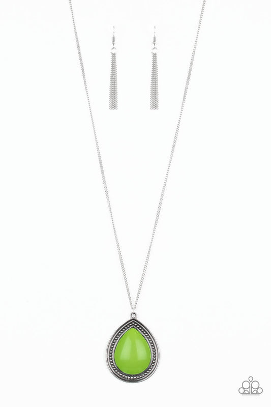Chroma Courageous Green Necklace Paparazzi Accessories $5 Jewelry. #P2TR-GRXX-071XX