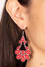 Load image into Gallery viewer, Colorfully Canopy Red Oval Teardrop Earrings Paparazzi Accessories. Free Shipping. #P5WH-RDXX-150XX
