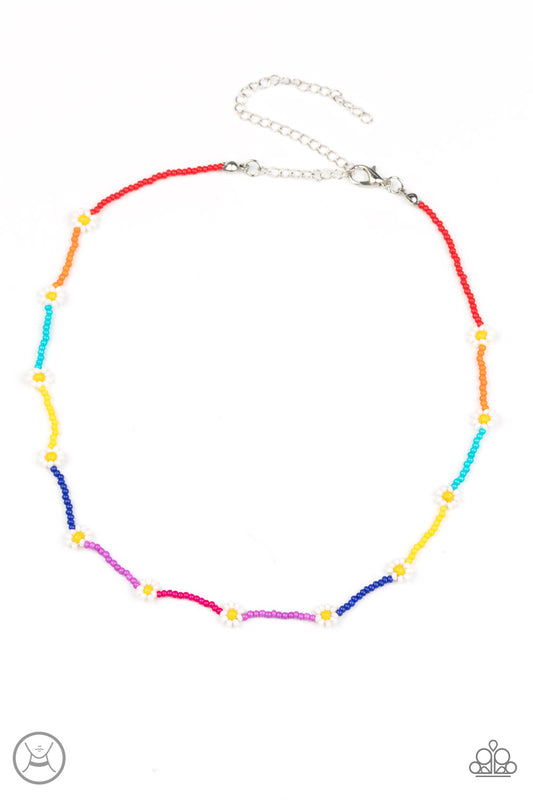 Colorfully Flower Child Multi Seed Beads Dainty Choker Necklace Paparazzi Accessories.