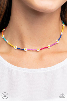 Colorfully Flower Child Multi Necklace Paparazzi Accessories. #P2CH-MTXX-024XX. Get Free Shipping!