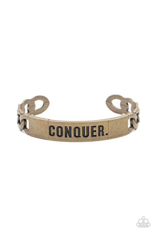Conquer Your Fears - Brass Bracelet Inspirational Paparazzi Accessories