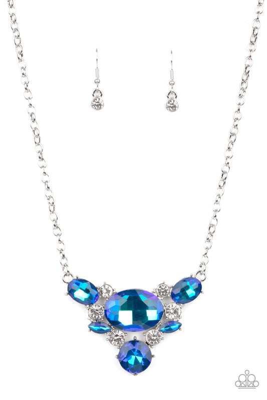 Cosmic Coronation - Blue Iridescent Necklace Paparazzi Accessories. Subscribe and Save.
