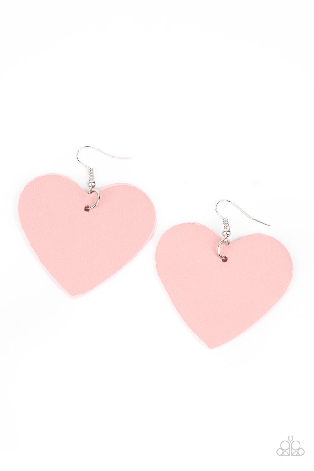 Pink Leather Heart Country Crush - Pink Earring Paparazzi Accessories (P5SE-PKXX-111XX)