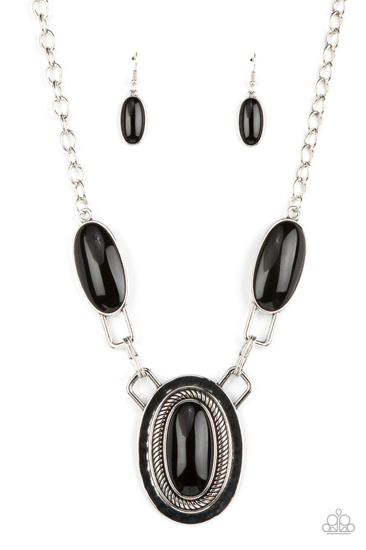 Count to TENACIOUS - Black Necklace Paparazzi Accessories rope-like texture, the hammered pendant