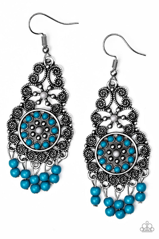 Paparazzi Earring ~ Courageously Congo - Blue and Gray Beads Earring Paparazzi Accessories