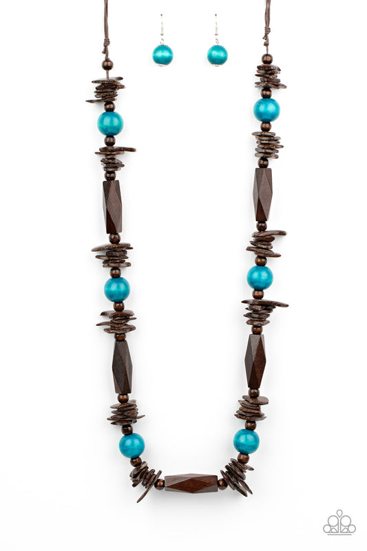 Cozumel Coast Blue Wooden Necklace Paparazzi $5 Jewelry. Get Free Shipping. #P2SE-BLXX-316XX