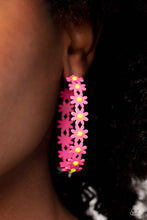 Load image into Gallery viewer, Daisy Disposition Pink Hoop Floral Earrings

