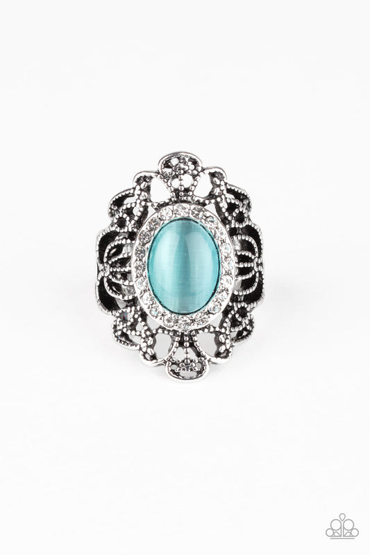 Dashingly Dewy - Blue Ring Paparazzi Accessories Moonstone Ring #P4RE-BLXX-195XX