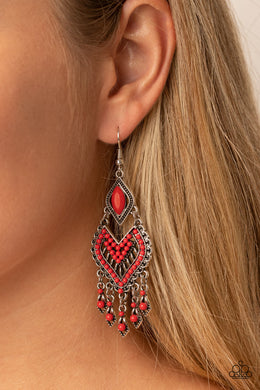 Paparazzi Dearly Debonair Red Earrings. Shop our Dainty Seed Beads Collection. Free Shipping. #P5SE-RDXX-166XX