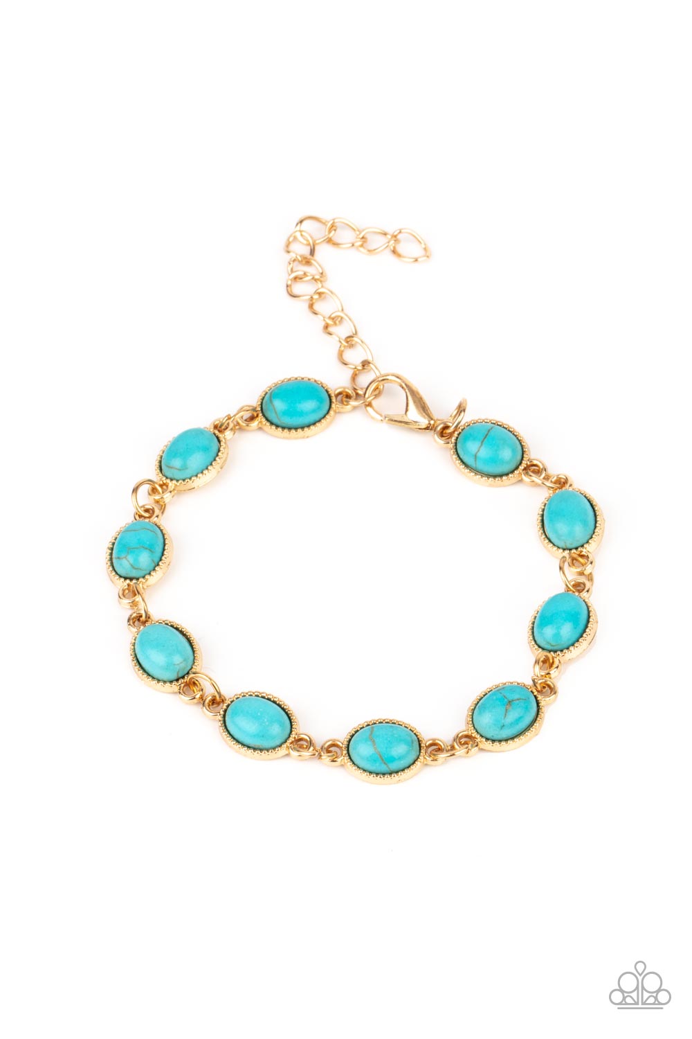 Desert Day Trip Blue Stone Bracelet in Gold Frame Paparazzi Accessories
