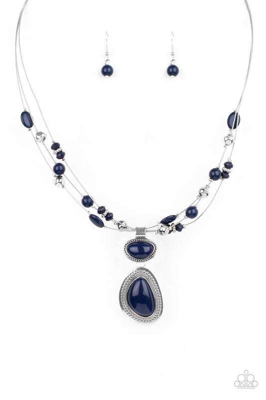 Discovering New Destinations Blue Necklace in dainty silver wire $5 Jewelry