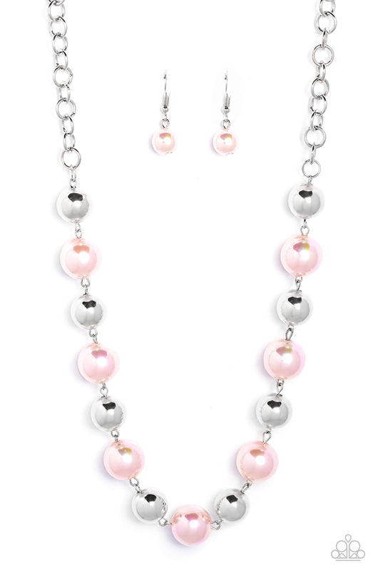 Paparazzi Dreamscape Escape Pink Iridescent Pearl Necklaces. #P2RE-PKXX-377IV. Get Free Shipping.
