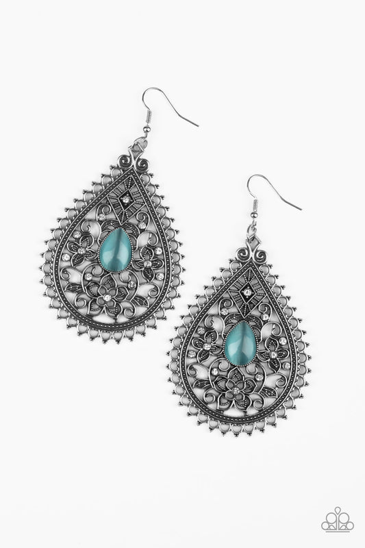 Eden Glow - Blue Earring Paparazzi Accessories Blue Moonstone Earring