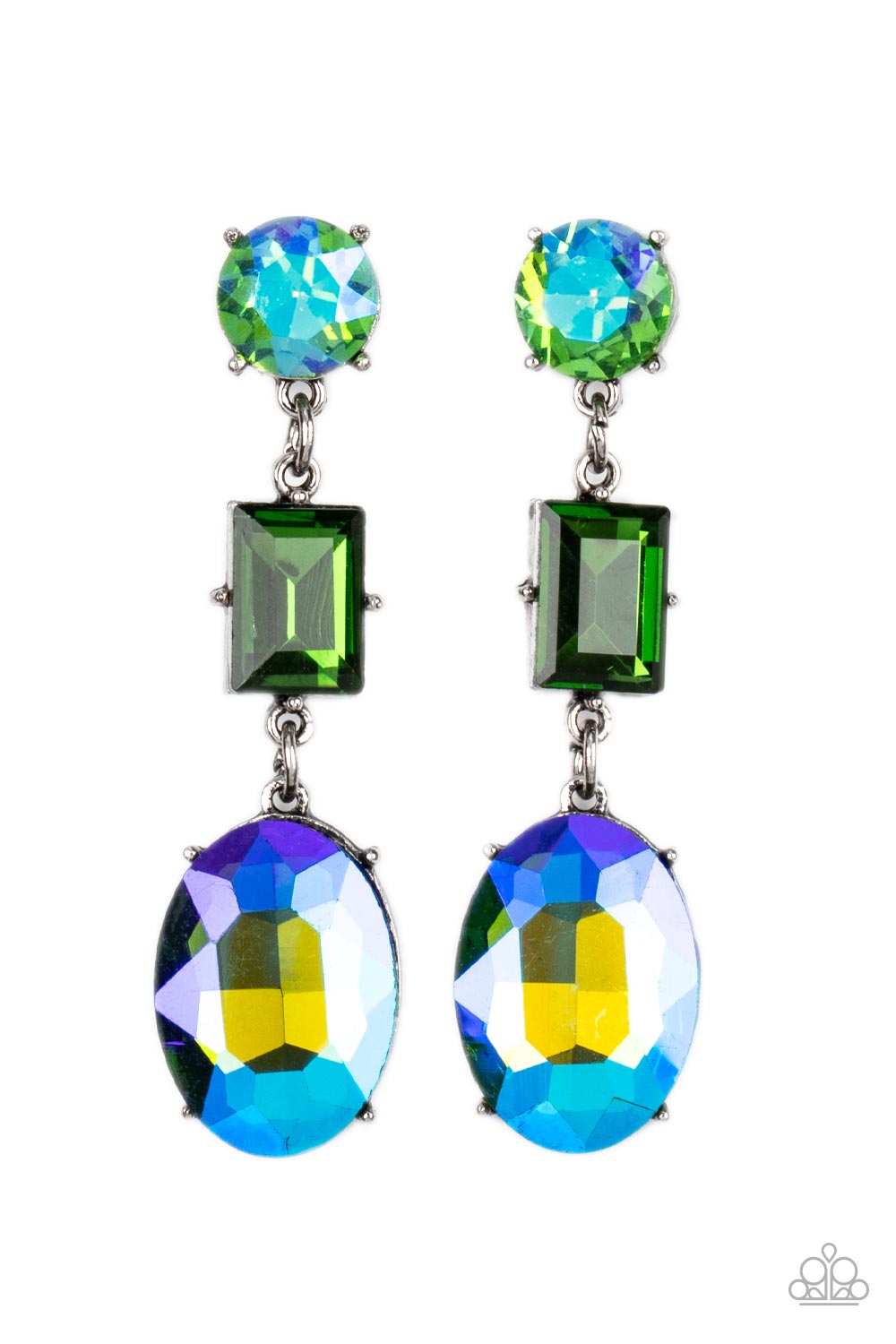 Extra Envious Green UV Finish Post Earring Paparazzi Accessories. #P5PO-GRXX-046XX. Subscribe & Save