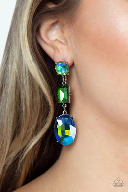 Paparazzi Extra Envious Green Earring. Post Style $5 Earrings. #P5PO-GRXX-046XX. Get Free Shipping
