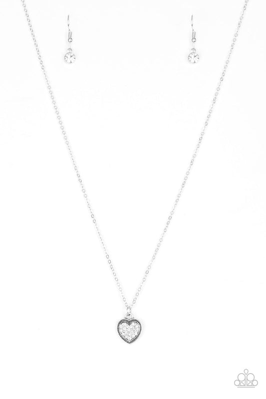Paparazzi Fierce Flirt - White Necklace Dainty heart necklace #P2DA-WTXX-145XX