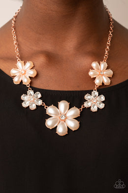 Fiercely Flowering Copper Necklace Paparazzi Accessories. Get Free Shipping! #P2ST-CPSH-107XX