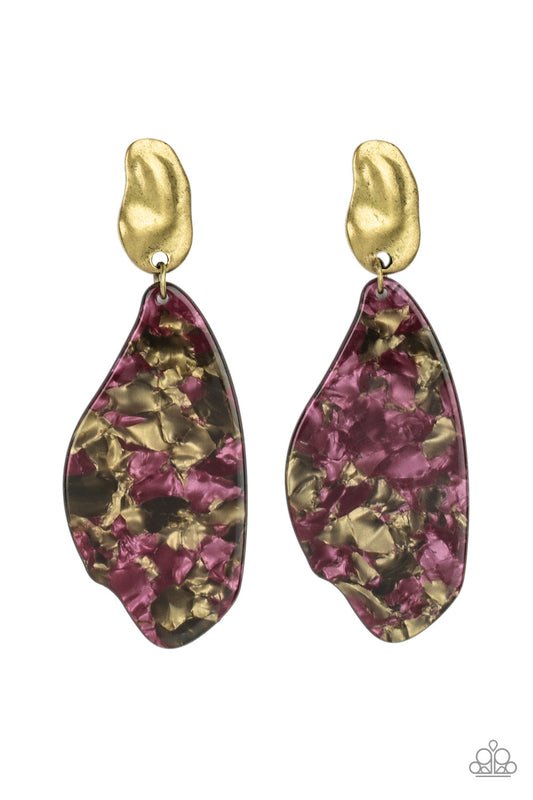 Paparazzi Earring ~ Fish Out of Water - Brass Earring