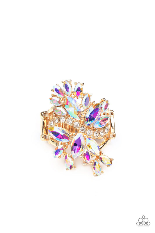 Flauntable Flare Iridescent Ring Paparazzi Accessories. Get Free Shipping! #P4RE-GDXX-244XX.