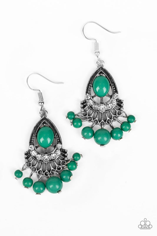 Floating On HEIR - Green Earring Paparazzi Accessories. Subscribe & Save! #P5WH-GRXX-216XX