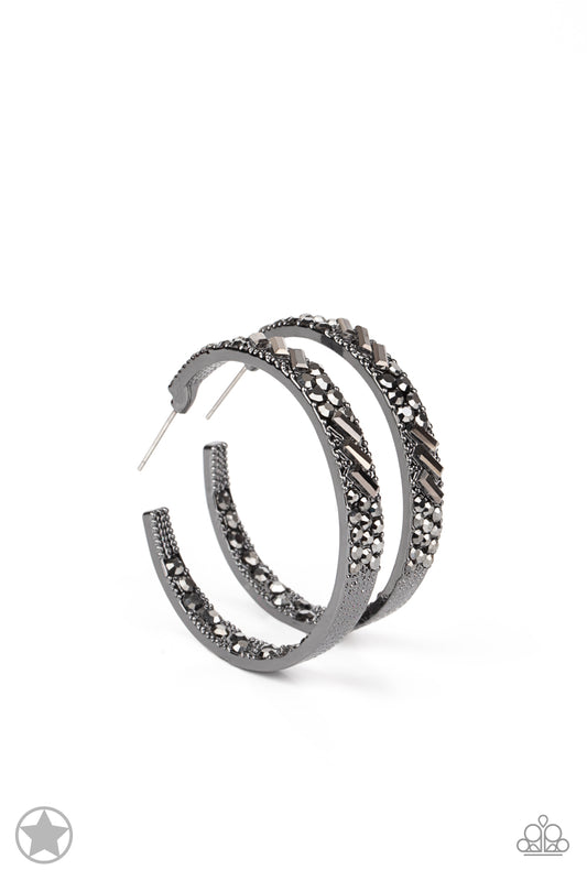 GLITZY By Association Black Hoop Earrings For Women Paparazzi Accessories. Subscribe & Save.