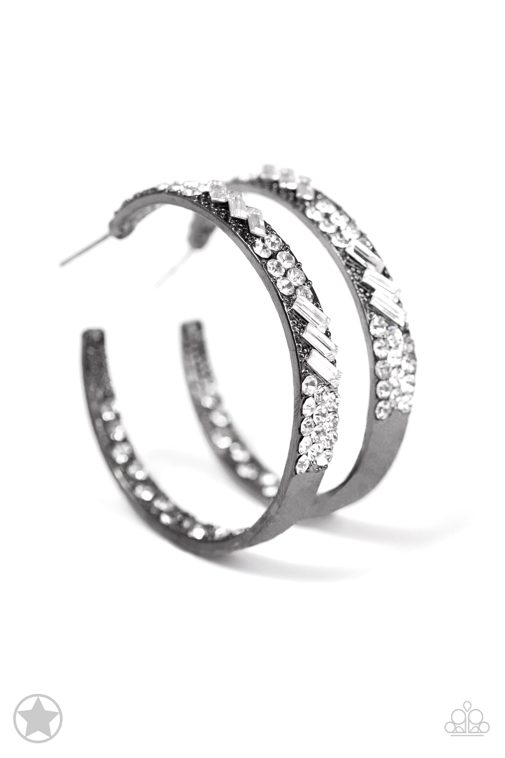 GLITZY By Association Hoop Earrings for Women Paparazzi Accessories. #P5HO-BKWT-025XX