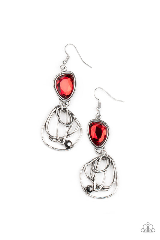 Galactic Drama - Red Earring Paparazzi Accessories Multi Color Earring