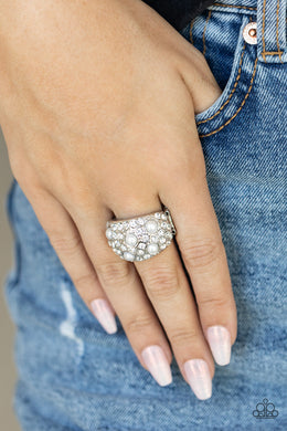 Paparazzi Ring ~ Gatsbys Girl - White Pearl Ring Paparazzi Accessories