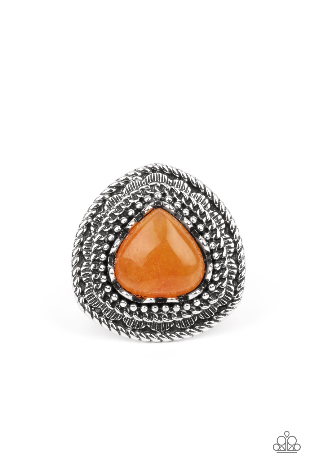 Genuinely Gemstone Orange Ring Paparazzi Accessories studded, and chain-like silver accents