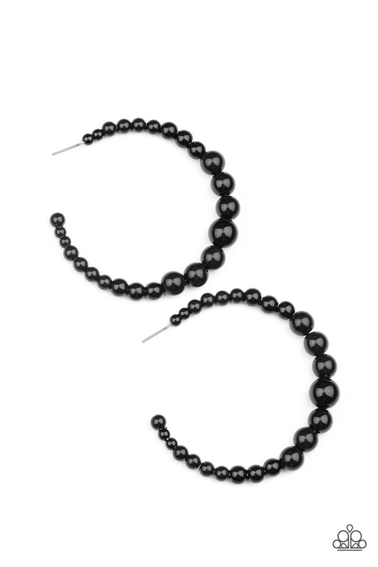 Glamour Graduate - Black Hoop Earrings Paparazzi Accessories $5 Hoop post style