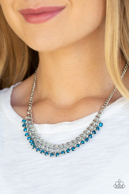 Glow and Grind Blue Rhinestone Necklace Paparazzi Accessories. #P2RE-BLXX-211XX. Free Shipping.