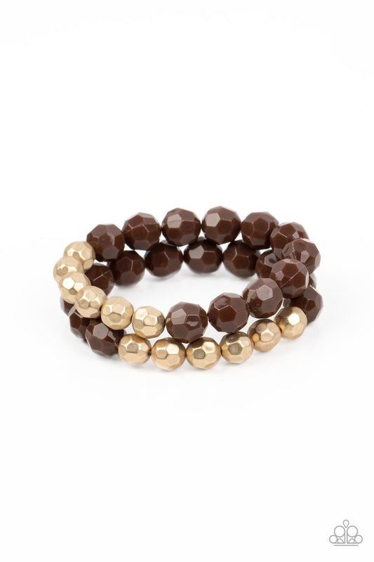 Paparazzi Grecian Glamour Brown Bracelet. Subscribe & Save. #P9SE-BNXX-204FP. Acrylic Beads