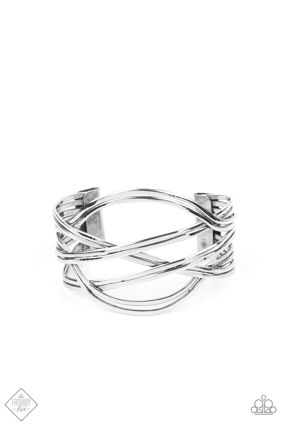 Hautely Hammered - Silver Cuff Bracelet June 2021 Fashion Fix Paparazzi Accessories Bracelet