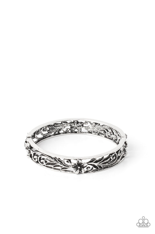 Hawaiian Essence - Silver Bracelet Paparazzi Accessories Hinged Bracelet