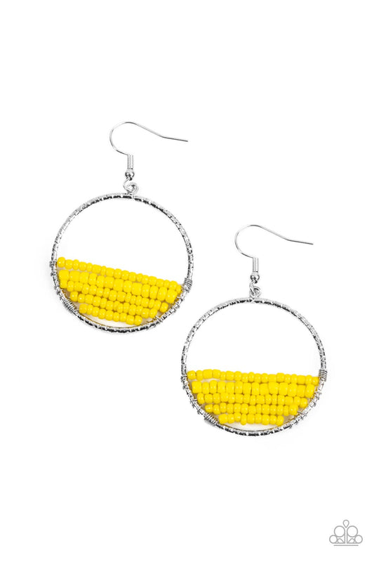 Head-Over-Horizons Sunny Yellow Beads Earring Paparazzi Accessories. #P5SE-YWXX-155XX