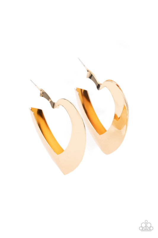 Paparazzi Heart-Racing Radiance Gold Earrings $5 Hoop. Free Shipping. #P5HO-GDXX-186XX