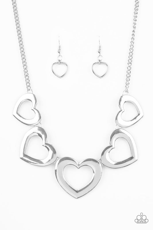 Hearty Hearts - Silver Necklace Paparazzi Accessories