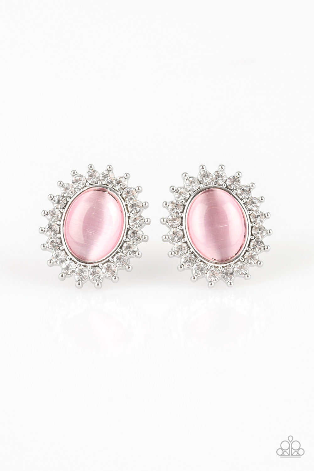 Hey There, Gorgeous - Pink Earring Paparazzi Accessories Cats Eye Stone Post Earring
