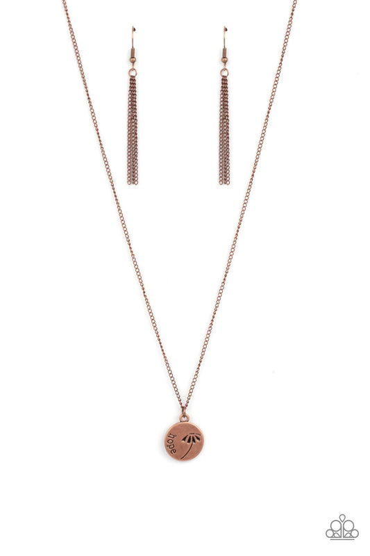 Hold On To Hope - Copper Necklace Paparazzi Accessories "Hope" Inspirational Necklace