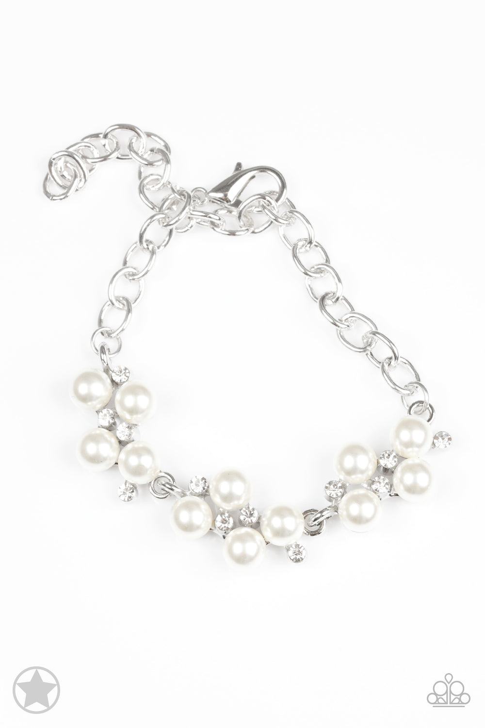 I Do White Rhinestones and Pearls Bracelet Paparazzi Accessories. Get Free Shipping. P9RE-WTXX-001PK