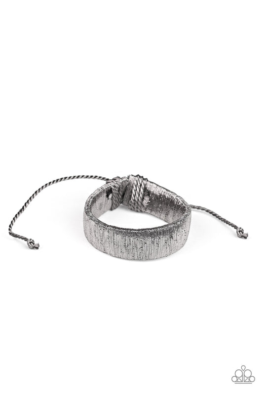 Paparazzi In a Flash - Black Leather Band Bracelet