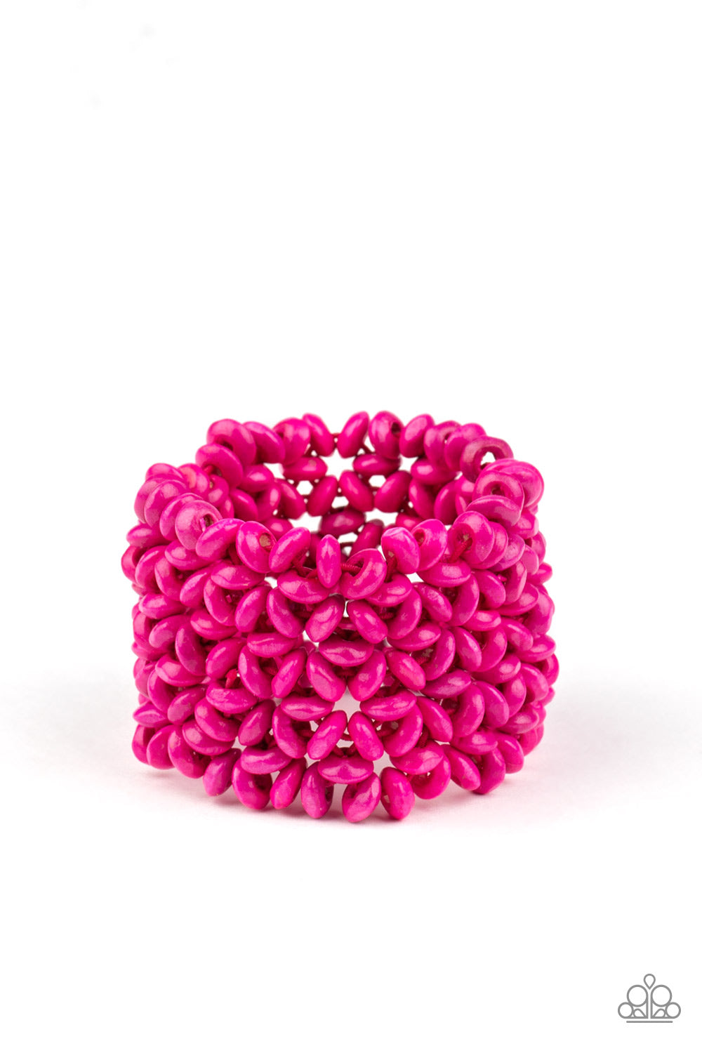 Paparazzi Island Expression Pink Bracelet for Women. Wooden Bracelet for Summer fashion. Free Ship