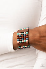 Load image into Gallery viewer, Paparazzi Island Soul Multi Bracelet $5 wooden bracelet in pink, brown &amp; turquoise beads

