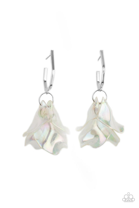 Jaw-Droppingly Jelly Silver Earring Paparazzi Accessories Iridescent Acrylic Petal Hoop