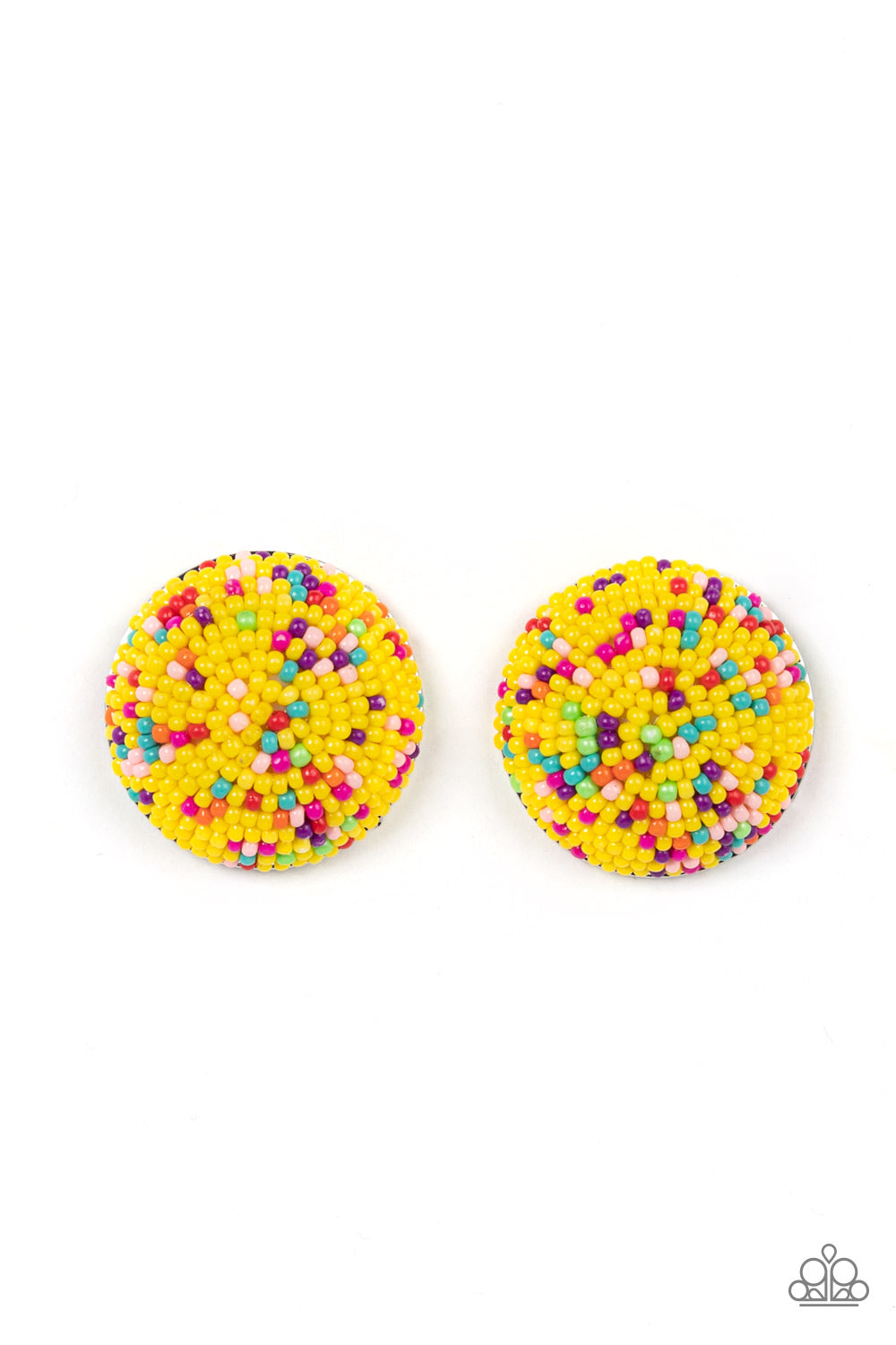 Kaleidoscope Sky - Yellow Earrings Paparazzi Accessories. Get Free Shipping! #P5PO-YWXX-033XX
