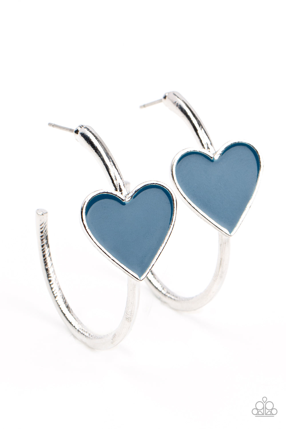 Kiss Up - Blue Hoop Paparazzi Accessories Blue Heart Earring Teal