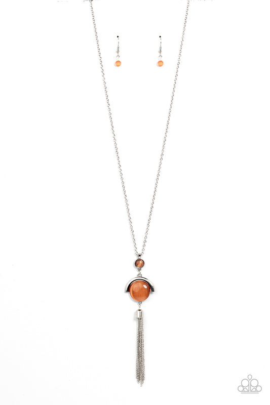 Lavishly Lucid - Orange Long Necklace Paparazzi Accessories Jewelry. Free Shipping! #P2WH-OGXX-244XX