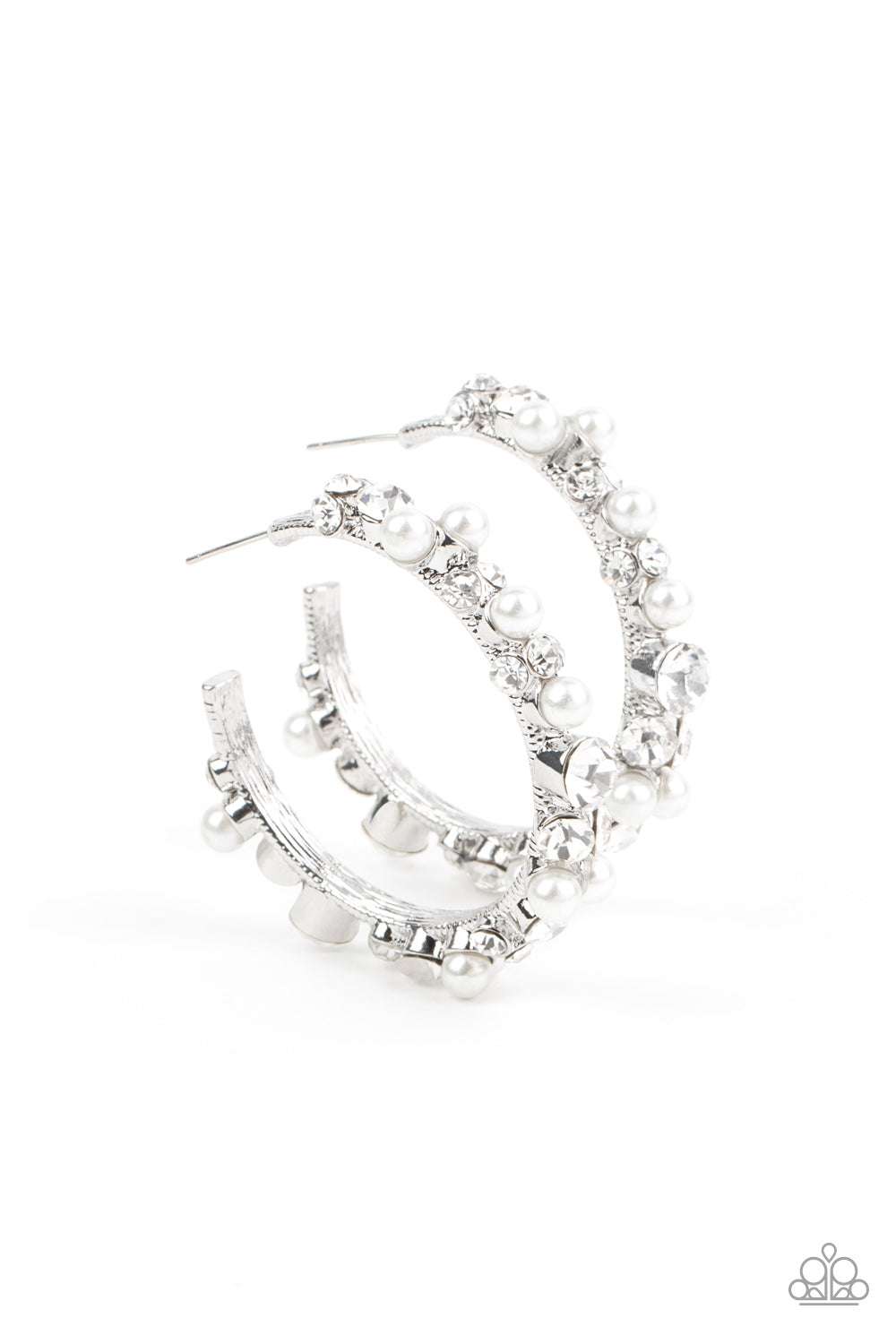 Paparazzi Let There Be SOCIALITE - White Hoop September 2021 Life Of the Party Exclusive Earring