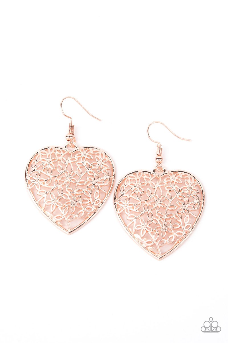 Let Your Heart Grow Rose Gold Earrings Paparazzi Heart Earring Perfect for Valentine or Mother's Day